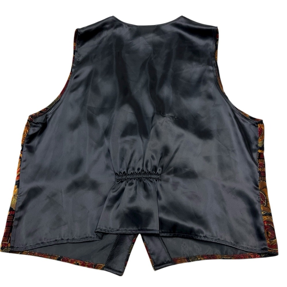Vintage California Connection Vest Womens 20 Dark Velvet Floral Metallic Outline - Picture 2 of 8